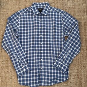 Rodd & Dunn Large Sports Fit Blue White Checkered Plaid  Button Down